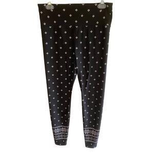 Lou & Grey Black White Diamond High Rise Leggings Medium‎